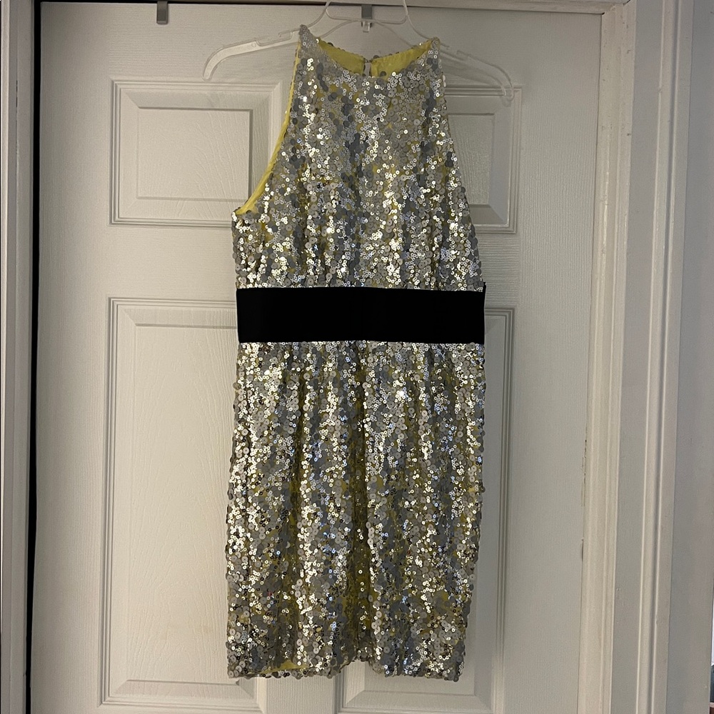 Robert Rodriguez Silver Sequin Halter Cocktail Dress Size 6 NWT